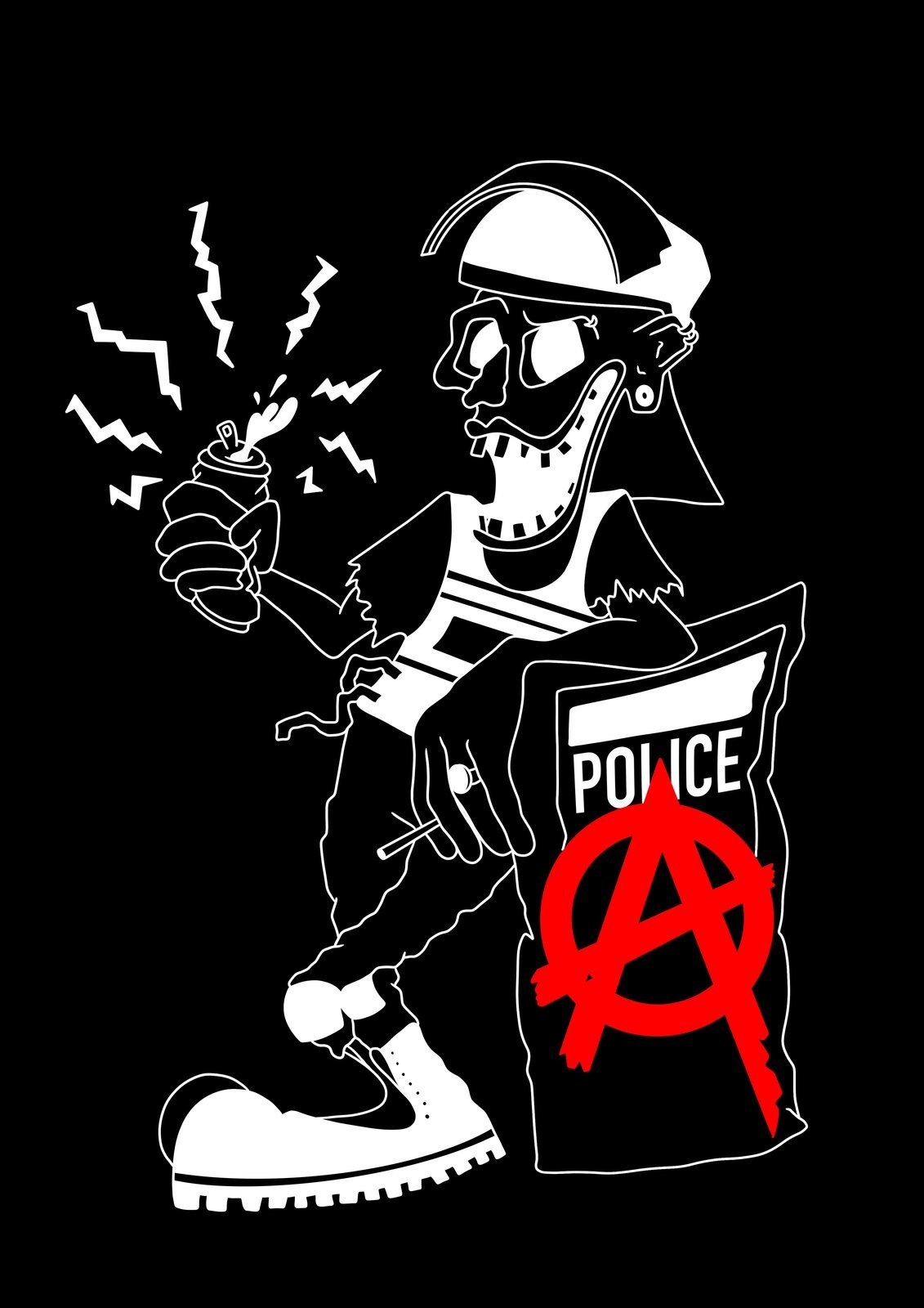 Image de profil SoundCloud illustrée : un punk appuyé sur un bouclier